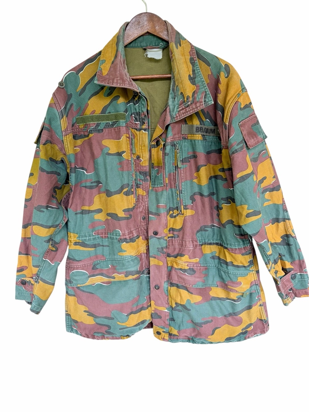 Vintage Belgium Army Jacket Military-Style Camouflage Field Jacket Reversible